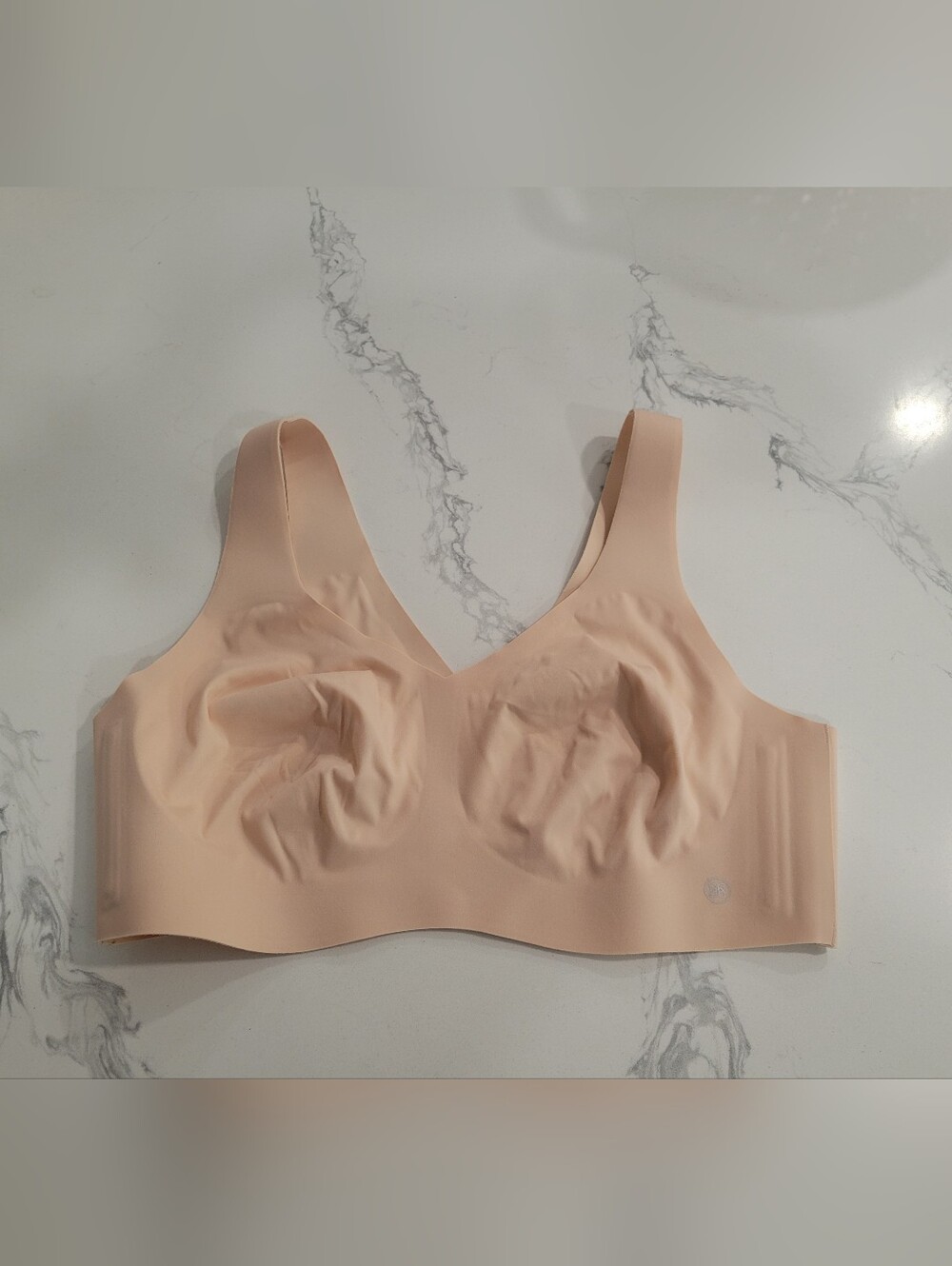 Honeylove Seamless Nude/Tan Wireless V Neck Comfort Bra Large 38B/C